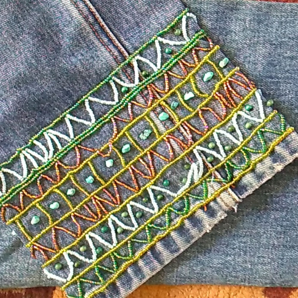 Vtg Calvin Klein Jeans Beaded Jr Cropped Denim Sz… - image 2